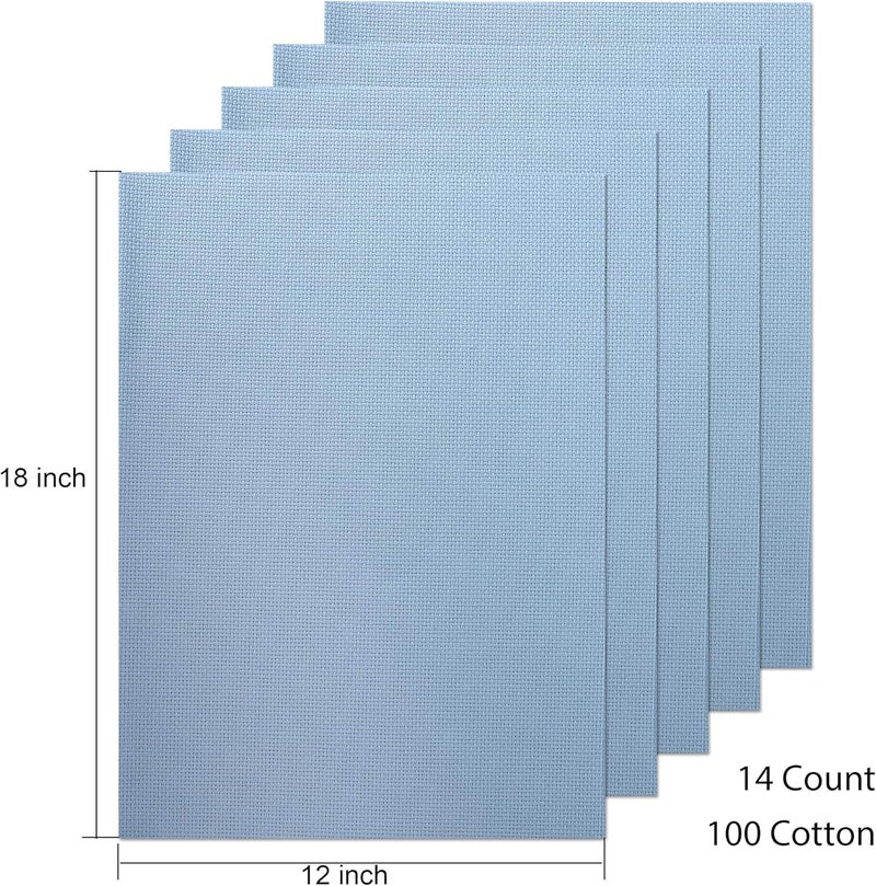 Donmon Aida Cloth 14 Count Cross Stitch Fabric,12×18inch,5Pcs (Sky Blue) - Image 4